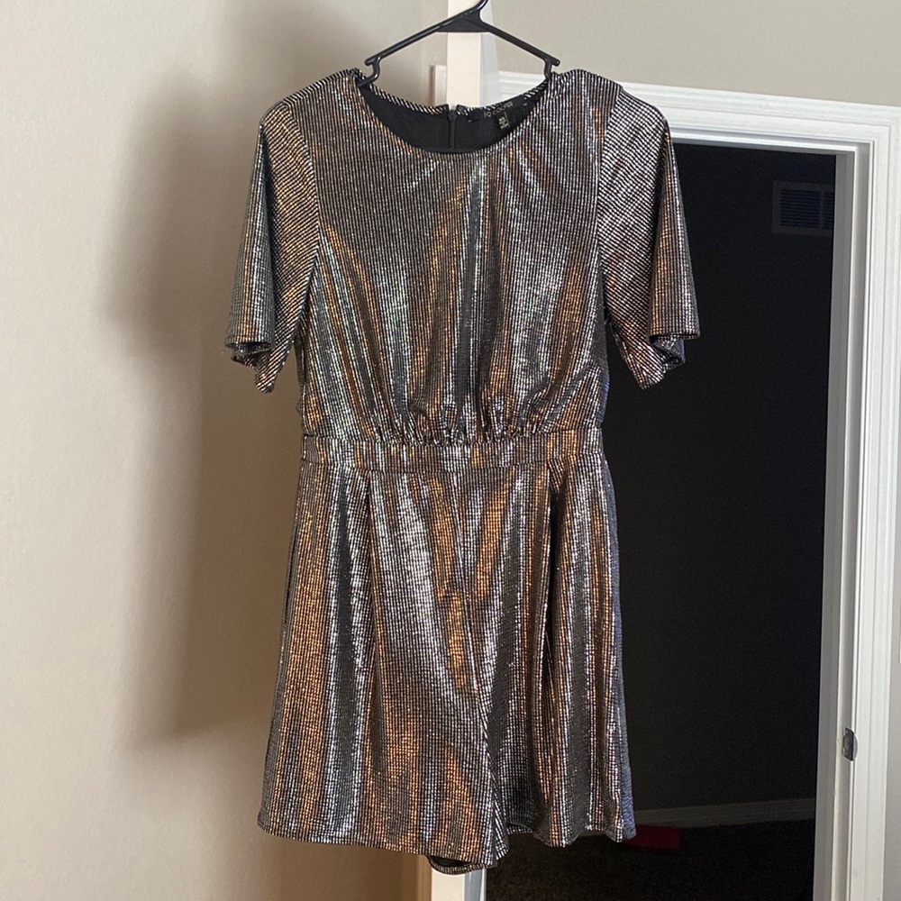 Metallic Silver Shiny Romper